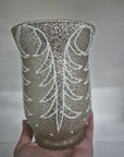 Vasetto/portacandela platino e foglie glitter bianco, H. 15 cm. Sia Home Fashion