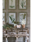 Quadro con fiori, cornice verde in legno, disegni assortiti. Blanc Mariclò