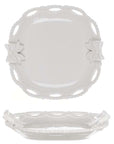 Vassoio in ceramica bianca decoro fiocco Linea Sentimento. Blanc Mariclò