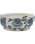Vaso decorativo basso porcellana bianca con disegni. Blanc Mariclò