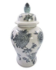 Vaso decorativo con coperchio porcellana bianca con disegni. Blanc Mariclò