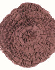 Cuscino tondo con ruches, colore rosa antico. Blanc Mariclò