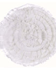 Cuscino tondo con ruches, colore bianco. Blanc Mariclò