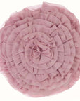 Cuscino tondo con ruches, colore rosa. Blanc Mariclò