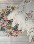 Cuscino con gala e pizzo e rose. Blanc Mariclò