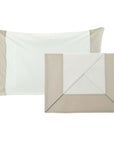 Lenzuola completo letto matrimoniale, bordo beige. Blanc Mariclò