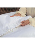 Lenzuola completo letto bianco, matrimoniale maxi, balza pizzo Sangallo. Blanc Mariclò