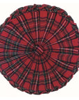 Cuscino rotondo con bottone centrale, linea Tartan. Blanc Mariclò