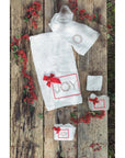 Coppia spugna bianca con scritta JOY e coroncina. Blanc Mariclò