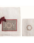 Coppia spugna bianca con scritta JOY e coroncina. Blanc Mariclò