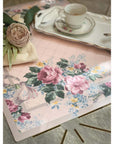 Tovaglietta americana con rose, in vinile, 35x48cm. Blanc Mariclò