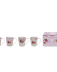 Set 4 mug porcellana con disegni assortiti, decoro rose. Blanc Mariclò