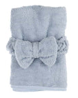 Asciugamano con fascia, Linea "Fluffy Bow", colore azzurro. Blanc Mariclò