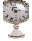 Orologio da tavolo, in peltro, colore bianco anticato. Blanc Mariclò
