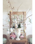 Decoro Uova di Pasqua canarino e fiori, misura grande, in polyfoam. Blanc Mariclò