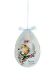 Decoro Uova di Pasqua canarino e fiori, misura grande, in polyfoam. Blanc Mariclò