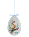 Decoro Uova di Pasqua canarino e fiori, misura piccola, in polyfoam. Blanc Mariclò