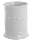Barattolo Portamestoli in ceramica bianca con scritta "Utensils". Blanc Mariclò