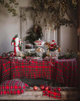 Tovaglia tartan tonda con gala. Blanc Mariclò