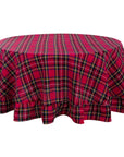 Tovaglia tartan tonda con gala. Blanc Mariclò