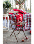 Cuscino natalizio tartan a cuore con fiocco 44x42cm. Blanc Mariclò
