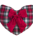 Cuscino natalizio tartan a cuore con fiocco 44x42cm. Blanc Mariclò
