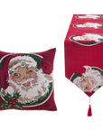 Set Runner e cuscino Natale, stampa Babbo Natale. Blanc Mariclò