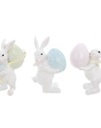 Decoro coniglietto con uovo, 3 modelli assortiti. Blanc Mariclò