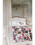 Cuscino quadrato velluto a fiori stampato, Linea Velvet. Blanc Mariclò