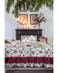 Cuscino ricamo "Caro Babbo Natale" con balza tartan 50x30 cm. Blanc Mariclò