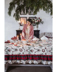 Cuscino ricamo "Caro Babbo Natale" con balza tartan 50x30 cm. Blanc Mariclò