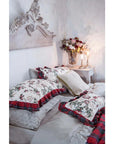 Set 2 copriguanciali double face tartan e fiori. Blanc Mariclò