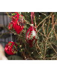 Sfere per albero, colore rosso con agrifoglio, 3 forme assortite. Blanc Mariclò