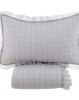 Set Trapunta matrimoniale con 2 copriguanciali, colore grigio, con rouches. Blanc Mariclò