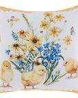 Cuscino con fiori e canarini, 45x45 cm. Blanc Mariclò