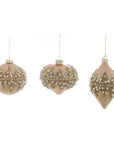 Sfere di Natale, platino e oro, 3 forme assortite. Blanc Mariclò