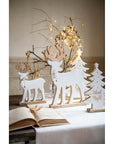 Decoro Renna, in legno sbiancato e lucido, 31x6x43 cm. Blanc Mariclò
