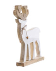 Decoro Renna, in legno sbiancato e lucido, 31x6x43 cm. Blanc Mariclò