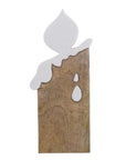 Decoro Candela, misura piccola, in legno, 10x2x26cm. Blanc Mariclò