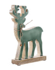 Decoro Renna, in legno verde lucido, H.17 cm. Blanc Mariclò