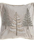 Cuscino di Natale con ricamo Alberi, 50x50 cm. Blanc Mariclò