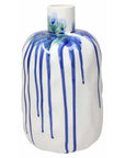Vaso bianco con colata blu, H.25 cm., Linea Magma. Tognana