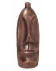 Vaso volto "Moai", H.28 in ceramica, colore rame. Tognana