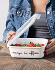 Contenitore ermetico misura L in gres decoro "Mangio in ufficio". Simple day