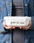 Contenitore ermetico misura L in gres decoro "Fatto in casa". Simple day