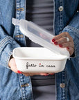 Contenitore ermetico misura M in gres decoro "Fatto in casa". Simple day