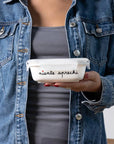 Contenitore ermetico misura S in gres decoro "Niente sprechi". Simple day