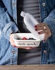 Contenitore ermetico misura S in gres decoro "Niente sprechi". Simple day