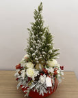 Puffo grande rosso con 3 alberi natale con decoro natalizio 28x95cm. Fiori di Lena