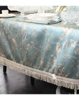 Runner multiuso fantasia floreale con uccellini, con frange, 215x100 cm. Fiori di lena